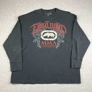 Ecko Unltd Shirt Mens 3XB Black MMA Affliction Double Sided Waffle Thermal 26x31